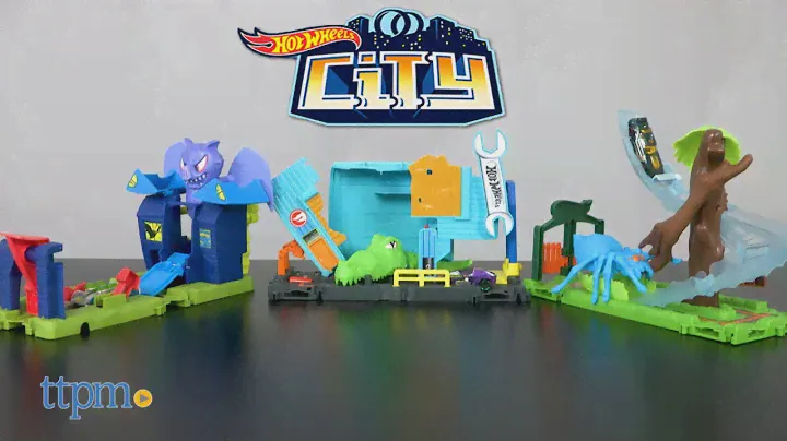 Hot Wheels City Bat Manor Attack, Gator Garage Attack, and Spider Park Attack from Mattel